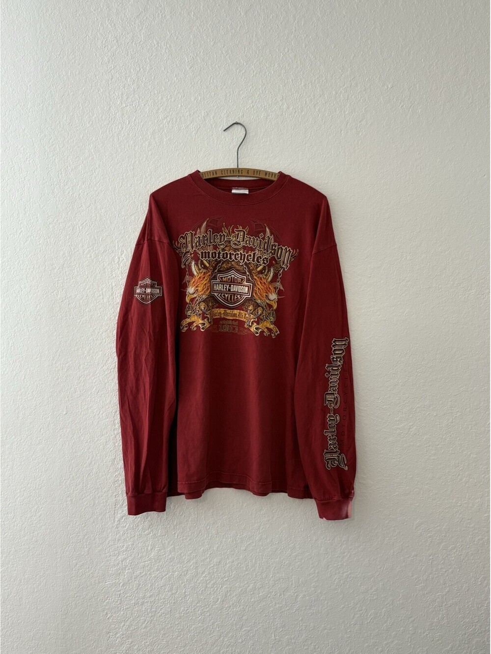 Harley-Davidson Quantico Virginia Long Sleeve Shirt Rust Red Mens Size XL